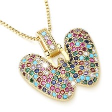 Gold Initial Necklaces for Women Trendy, 14K Gold Plated A-Z Bubble Letter Ne...