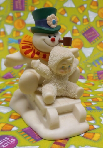 Frosty the Snowman dept 56 sledding Snowbabies decoration 2003 Christmas spirit  - Picture 1 of 7