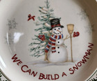 We Can Build a Snowman Dinner Plate 10 1/2" Dolengorp Stoneware White Green Red! — photo 2