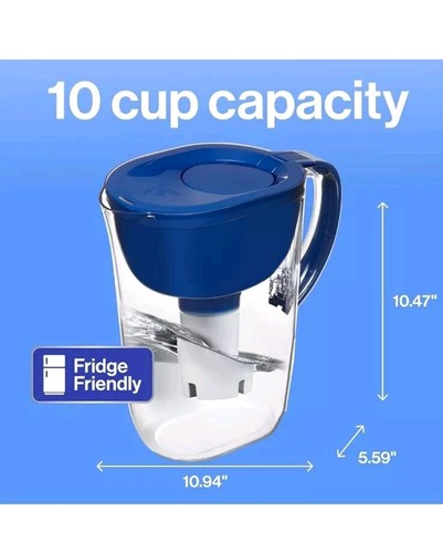 BRITA Water Filter Pitcher, Tap and Drinking Water 10-Cup Capacity Blue, Filter - Picture 2 of 13