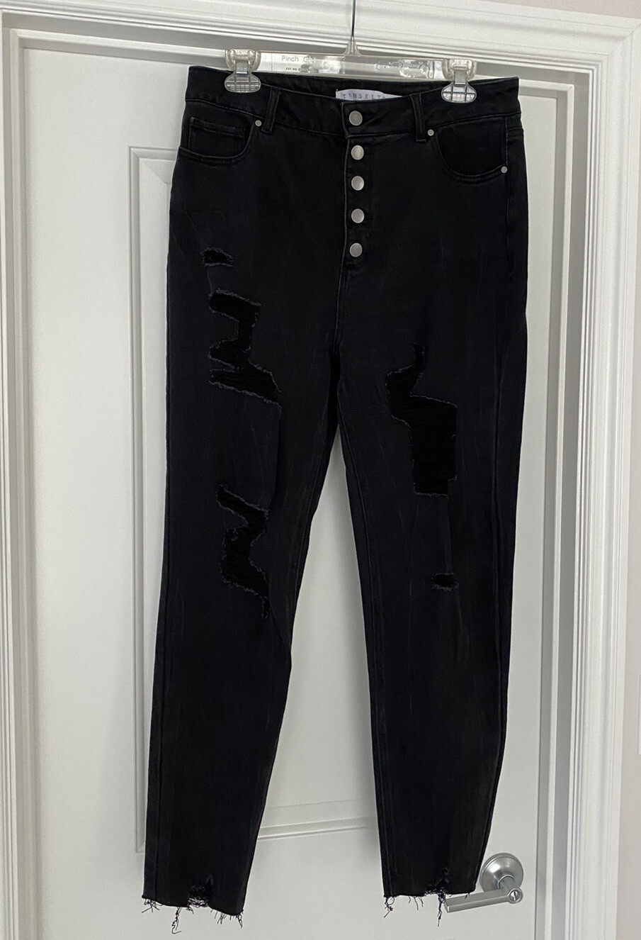 Tinseltown High Waisted Charcoal Ripped Jeans Size … Gem