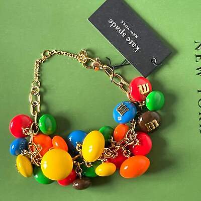 Kate Spade M&M Statement Bracelet Rainbow Gold Novelty Candy Kate Spade M&M Statement Bracelet Rainbow Gold Novelty Candy