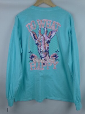 Benny & Belle Shirt Plus Size 1X Giraffe Long Sleeve Top Do What Makes Happy