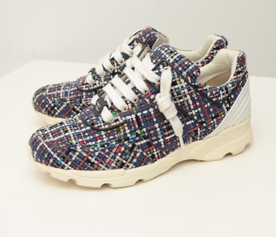 Chanel G311711 Multicolor Tweed and Leather CC Low Top