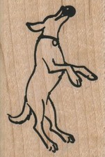 Dog Leaping For Ball 1 3/4 x 2 1/2" Rubber Stamp, Dog Stamp, Dog Lover Stamp