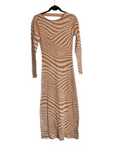 Lush Dress Womens Size Small Cream Caramel Zebra Print Midi NWT Animal