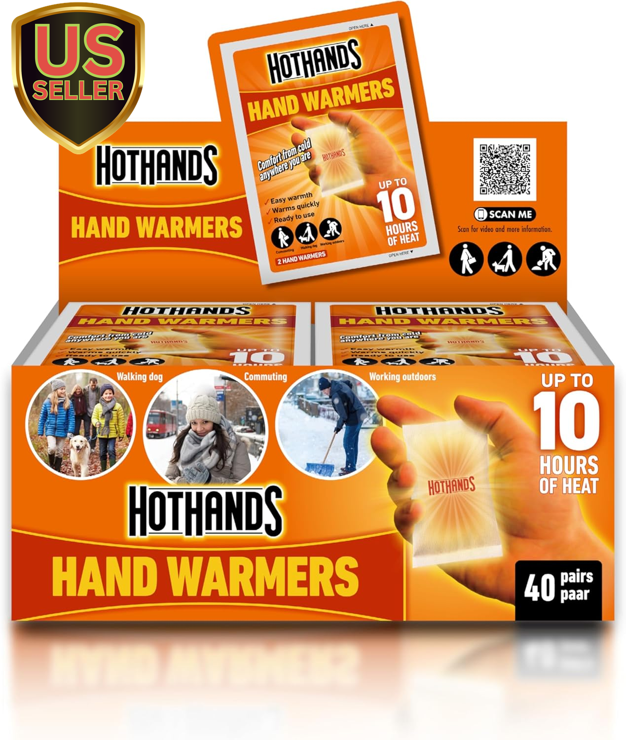 40-Pair Air-Activated Hand Warmers - 10 Hours of Long-Lasting Heat - Ready to Use