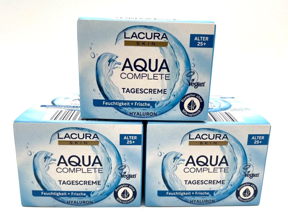 Lacura Skin Aqua Complete Tagescreme 3er Pack Alter 25+ Gesicht Hals Neu