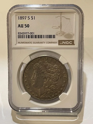 1897-S MORGAN SILVER DOLLAR - AU-50 - NGC