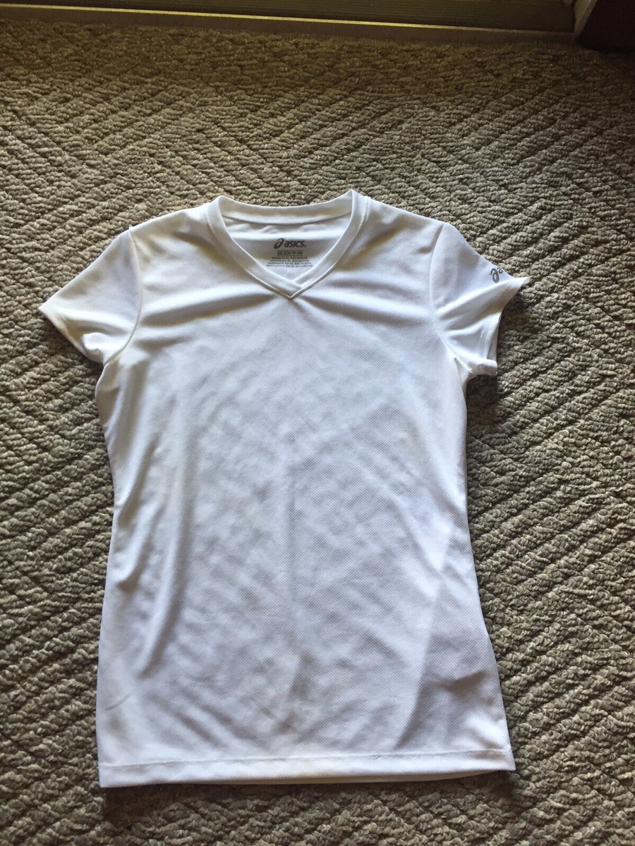 ASICS ホワイト Vネック シャツ White Asics Dri V Neck Athletics Top Shirt Size XS | eBay