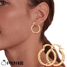 Non-Allergenic Round Hoop Gold Stud Earrings 14K Gold Plated For Women Men Girls