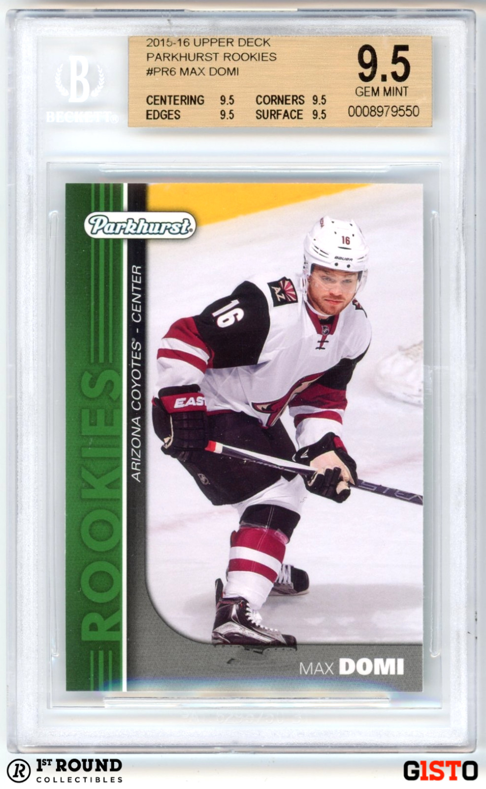 Max Domi BGS 9.5: 2015-16 Upper Deck Parkhurst Rookies Gisto True Gem Mint #PR-6