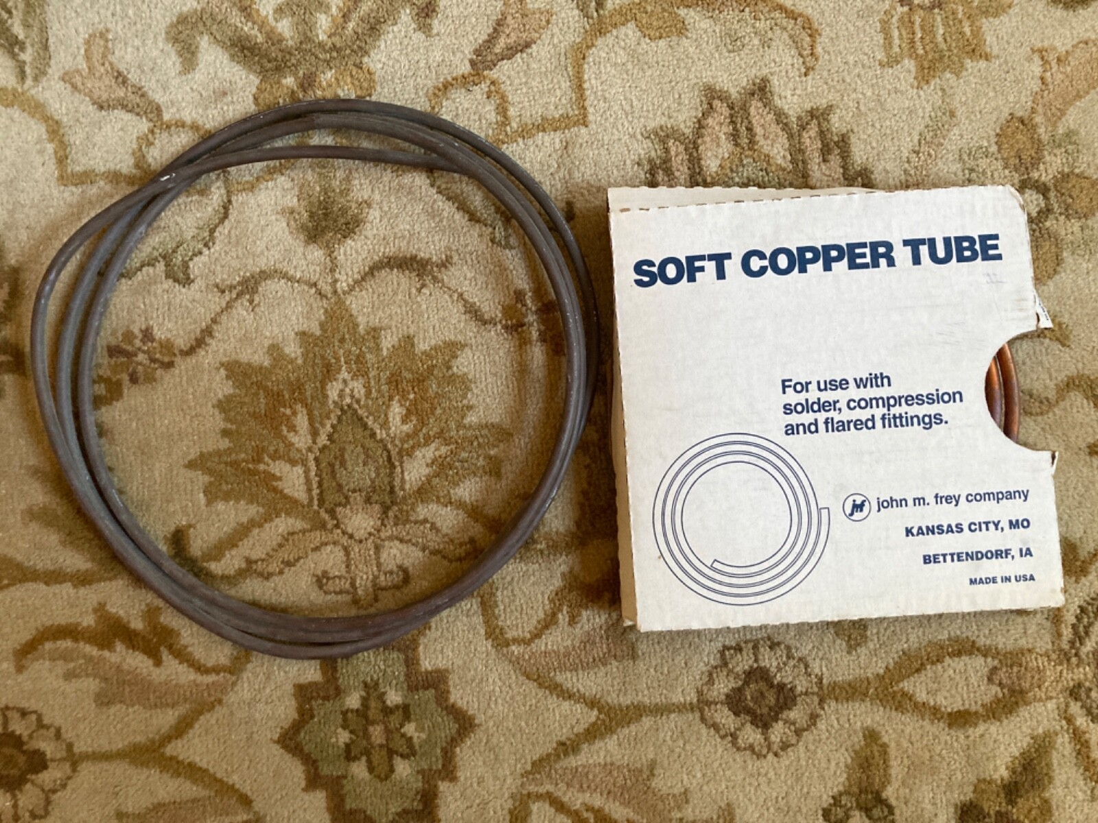 Two Pieces Copper Tubing 1/4 ID/3/8 OD - 20 ft John M Frey Type L + 11 ft unkn