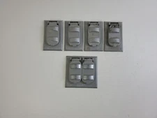 MULTI-PACK OF 5 UL WET LOCATION OUTLET COVERS GREY 4-GANG 2-GANG SPRING HINGED