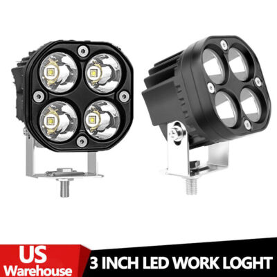 2X 3inch 80W LED Cube Pods Work Light Bar Spot Driving Fog White Lamp Offroad