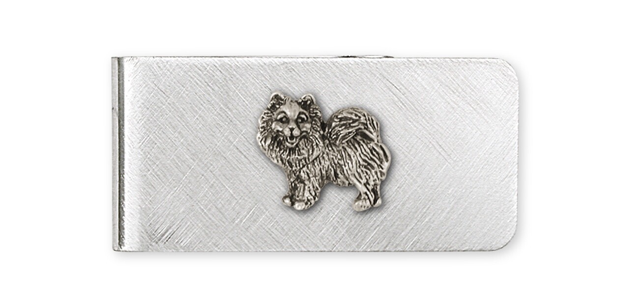 Handmade Sterling Silver Pomeranian Money Clip Dog Lover Jewelry PM20-MC-image