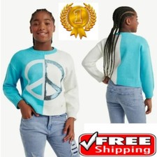 Justice GIRLS XL PLUS 16P-18P Colorblock Sequin Sweater Color Turquoise NWT