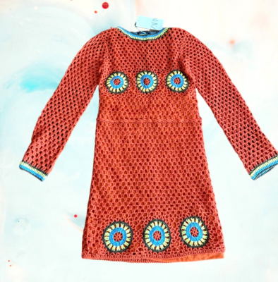 zara orange crochet dress Mango striped crochet Dress