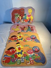Vtg Sesame Street 4 Placemats Educational Games Double Sided Laminated. Muppets
