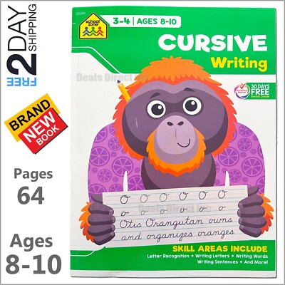 Beginning cursive writing practice handwriting book workbooks for Kids Grade 3 4