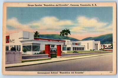 Caracas Venezuela Postcard Government School ''Republica del Ecuador'' 1948