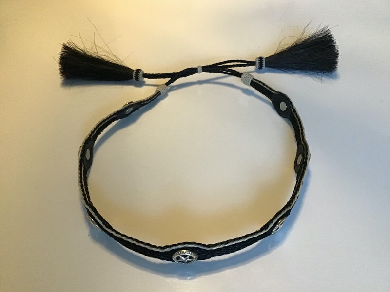 Southwestern Leather and Silver Concho Horsehair Adjustable Hat Band