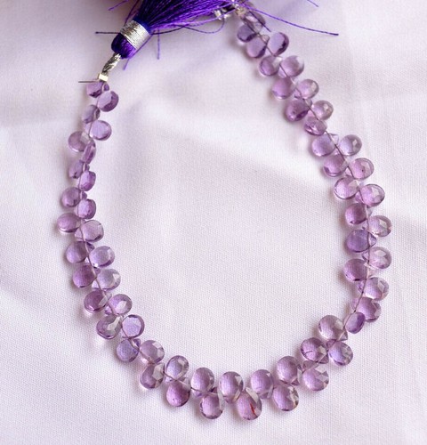 Amethyst Faceted Pear Shape Gemstone Beads Briolette 4x6mm 7 Inch Strand - Picture 2 of 3
