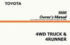 1986 Toyota 4Wd Truck & 4Runner Owner Manual User Guide Reference Operator Oem