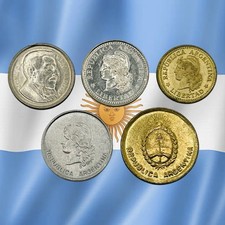 Lot of 5 Different Argentina 10 Centavos Coins - Combined Ship