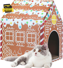Christmas Gingerbread Cat House 16.5"X 13"X19" Christmas Cardboard Cat Scratcher