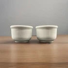 Vintage McCoy LTD Pottery Set Of 2 White Footed Soup Chili Bowl Crock