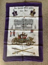 Vintage Silver Jubilee Tea Towel Wall Hanging 1977 New Unused - Linen / Cotton
