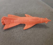 Diener Rubber AltAir Spaceship Plane Orange Eraser 3" High Retro Craft Rocket