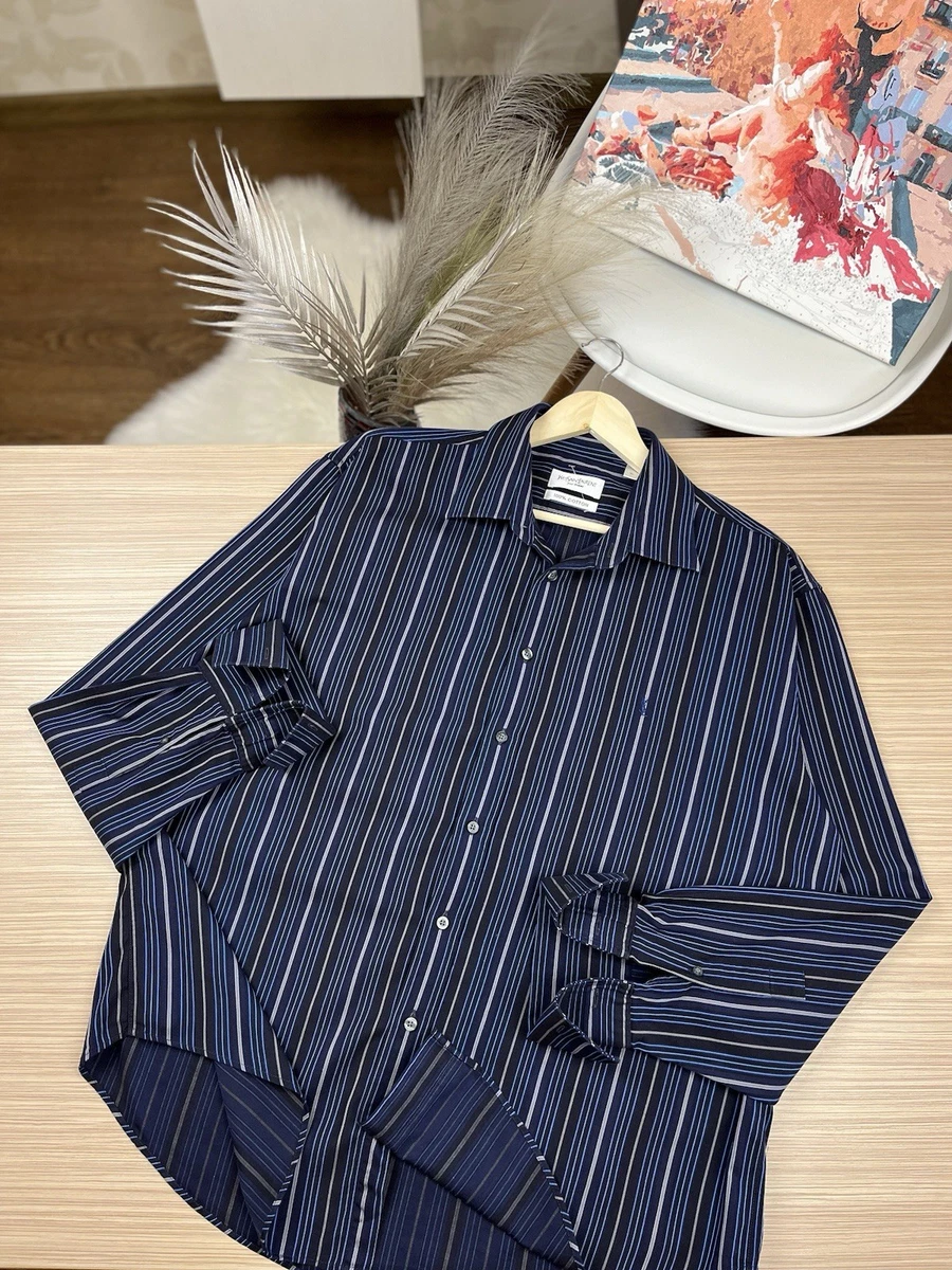 Saint Laurent Short Sleeve Striped Casual Button-Down Shirts for