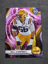 2024 Bowman Best University Will Campbell Pink Rookie Refractor /100 Patriots RC