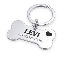 FELLSOCKE Hundemarke Knochen Edelstahl Silber glanz – personalisiert & graviert