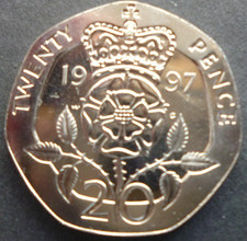 1997 UNCIRCULATED TWENTY PENCE PIECE. 1997 20P COIN IN UNCIRCULATED CONDITION.
