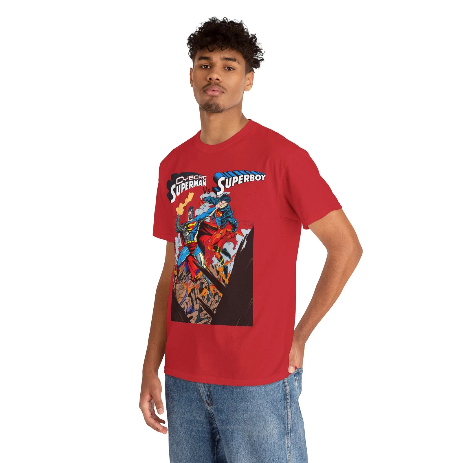 Cyborg Superman Vs Superboy T-Shirt - Tom Grummett Art - DC Comics