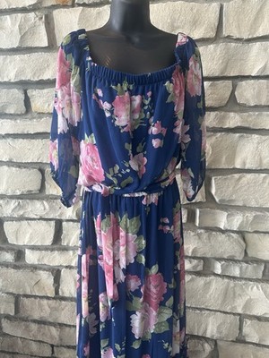 Premier Amour Crepe Multicolor Floral Tie Waist Tiered Maxi Dress Size 12