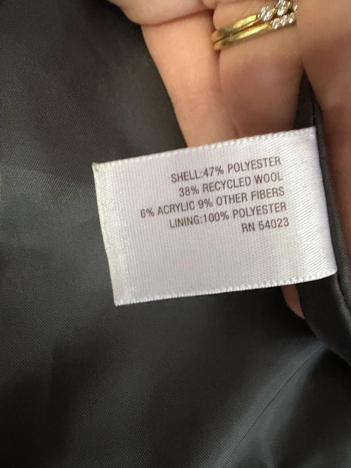 Old Navy Coat Womens Large Petite Gray Plaid Peacoat Wool Blend Double Breasted - Image 3 of 4