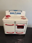 Vintage Marx Toys Tin Litho Toy Stove Cream Red Mid Century Modern Made in USA
