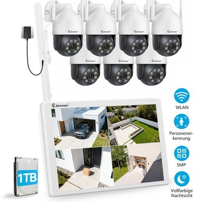 PTZ Überwachungskamera Set Außen Kamera System 5MP WLAN Mit 10'' NVR Audio 1TB