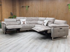 Furniture Village 'Moet' Corner Sofa with Headrests Cedar Velvet Power Recliner