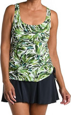 Maxine Of Hollywood Women's Shirred Skirted Swim Dress One Piece Swimsuit Sz 8