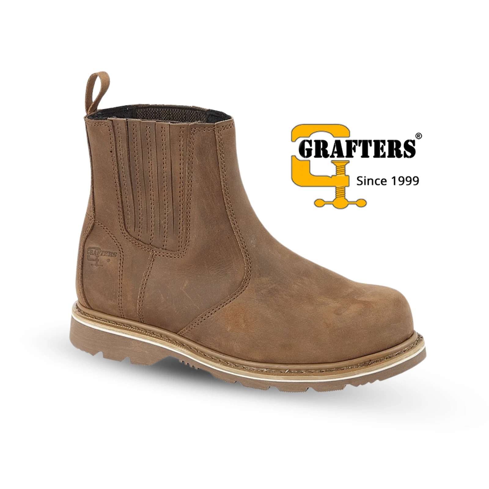Mens Grafters Safety Boots Dealer Gusset Leather Steel Toe Padded Goodyear Work