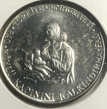 elf Turkey 500 Lira 1980 Silver  Mother Nursing FAO Education for  Rural Women