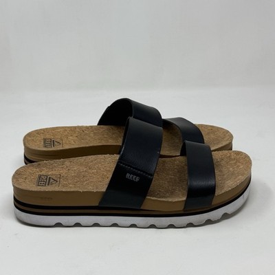 Reef Cushion Vista Hi Sandals Womens 11 Black 2 Strap Platform Comfort Casual