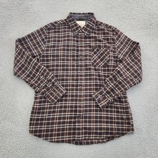 Weatherproof Vintage Shirt Mens Medium Brown Plaid Flannel Long Sleeve Button Up