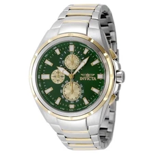 Invicta Men's Stainless Steel Chronograph Watch with Green Dial