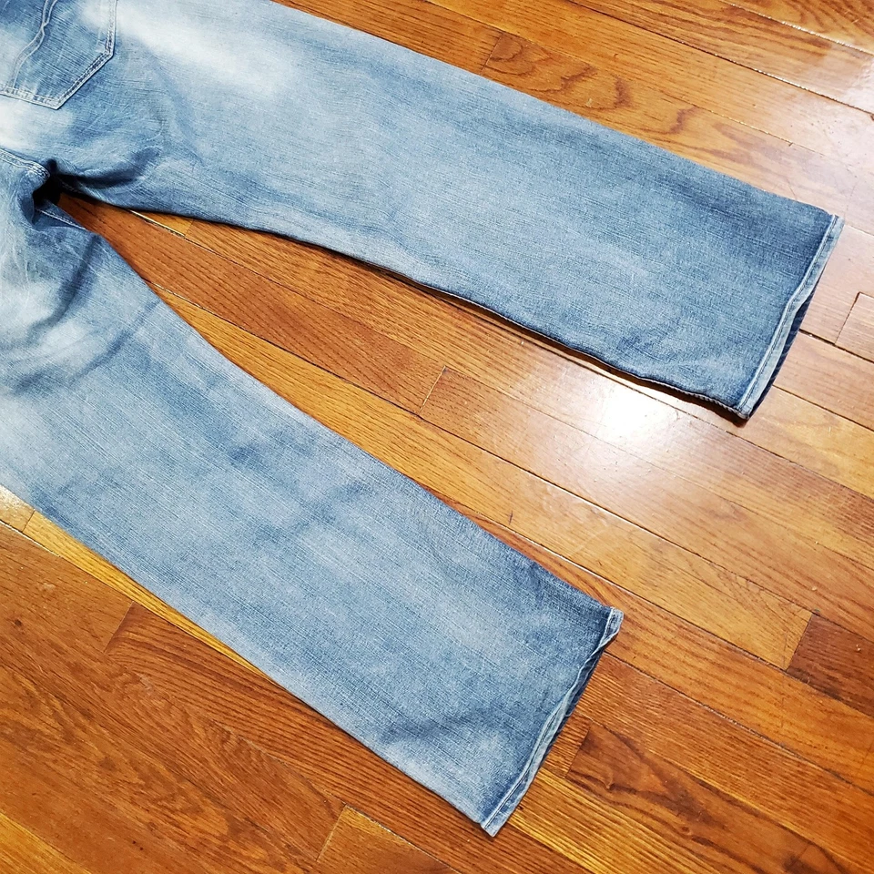 Pantalones de mezclilla rectos ajustados azul lavado claro Buffalo David Bitton Six para hombre 36x32 Foto 2 de 4